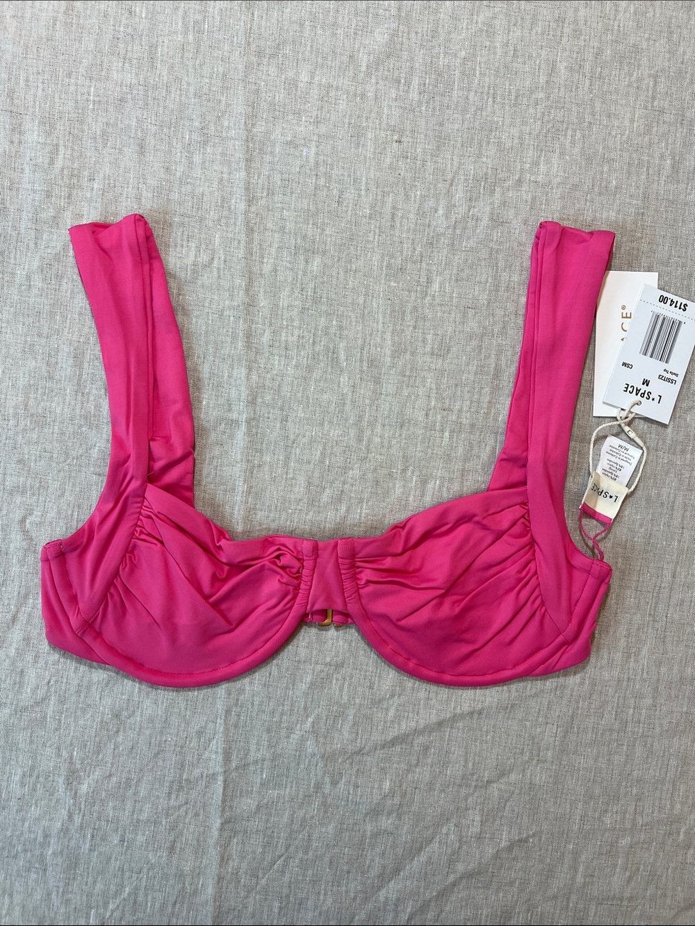 l*space Hot Pink Underwire Stella Bikini Top in Cosmo. Size M. NWT